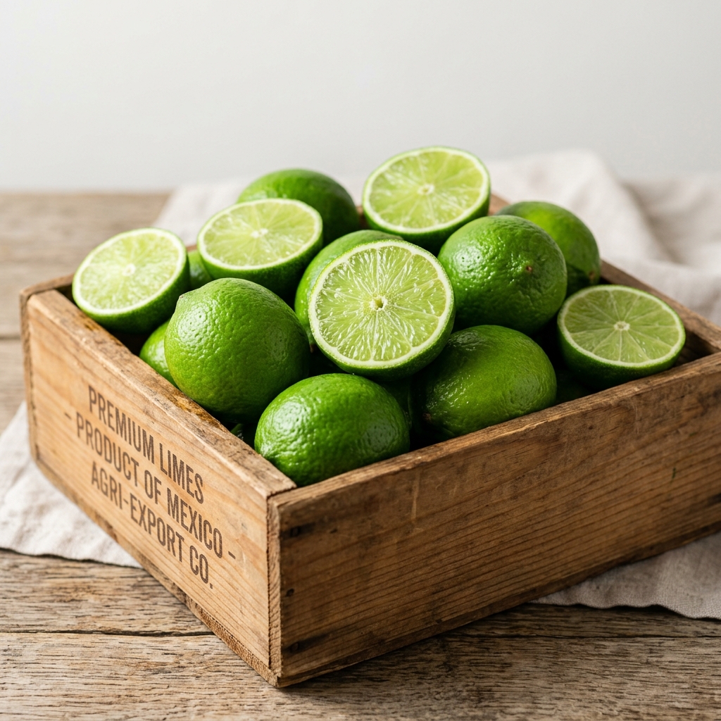 Fresh limes ready for export packaging